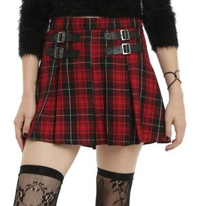Hot Topic Red Plaid Skirt